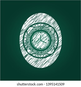 clock, time icon drawn on a blackboard