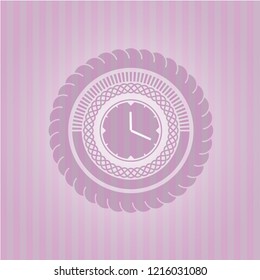 clock, time icon inside badge with pink background