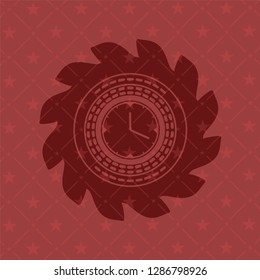 clock, time icon inside badge with red background