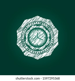 clock, time icon inside chalk emblem