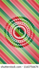clock, time icon inside christmas colors badge.