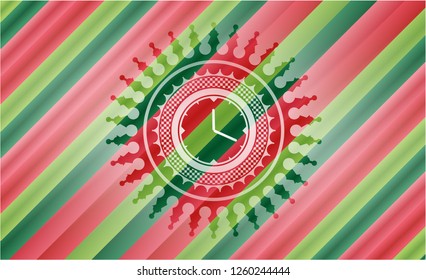clock, time icon inside christmas badge background.