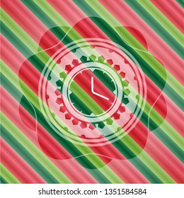 clock, time icon inside christmas colors badge.
