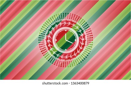 clock, time icon inside christmas badge.