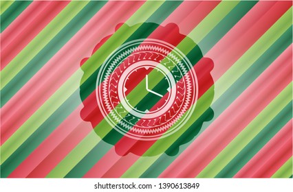 clock, time icon inside christmas emblem background.