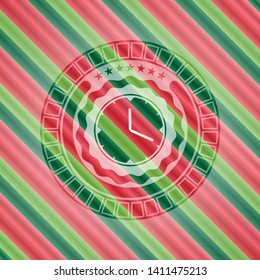 clock, time icon inside christmas colors badge.