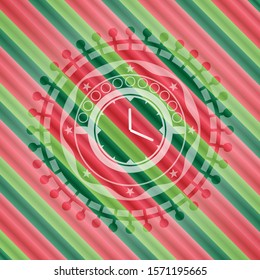 clock, time icon inside christmas badge.