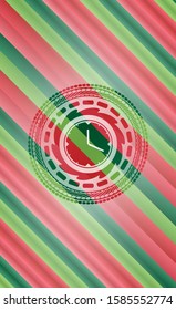 clock, time icon inside christmas badge.