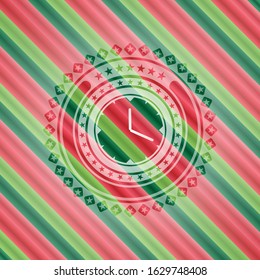 clock, time icon inside christmas style badge..