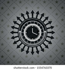 clock, time icon inside dark badge or emblem