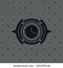 clock, time icon inside dark badge or emblem