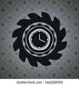 clock, time icon inside dark emblem