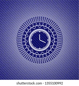 clock, time icon inside emblem with jean high quality background