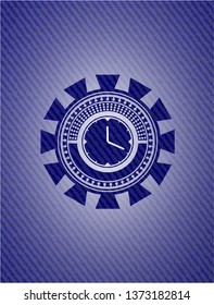 clock, time icon inside emblem with jean high quality background