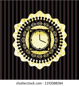 clock, time icon inside gold shiny badge