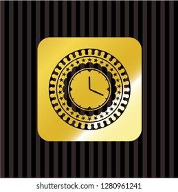 clock, time icon inside gold shiny badge
