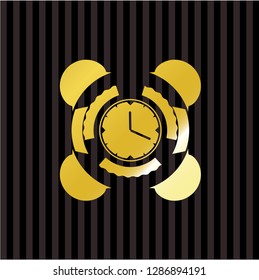 clock, time icon inside gold shiny badge