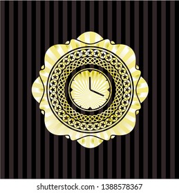clock, time icon inside gold shiny badge