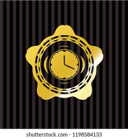 clock, time icon inside golden badge