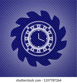 clock, time icon inside jean background