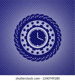 clock, time icon inside jean background