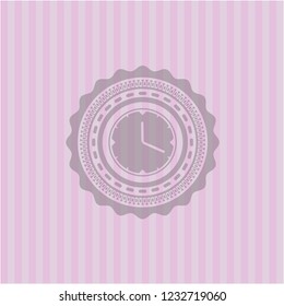 clock, time icon inside pink emblem. Retro