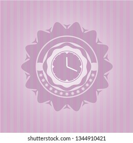 clock, time icon inside pink emblem