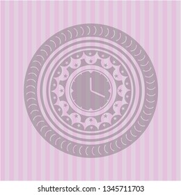 clock, time icon inside pink icon or emblem