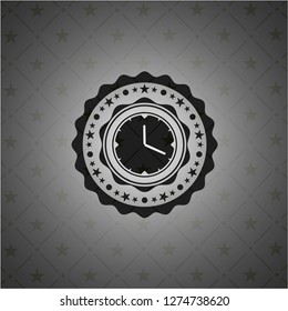 clock, time icon inside realistic dark emblem