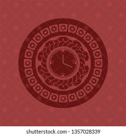 clock, time icon inside red emblem