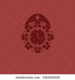 clock, time icon inside red icon or emblem