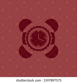 clock, time icon inside retro red emblem