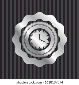 clock, time icon inside silver badge