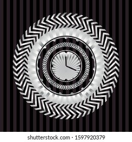 clock, time icon inside silvery shiny emblem