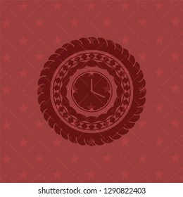 clock, time icon inside vintage red emblem