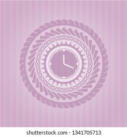 clock, time icon inside vintage pink emblem