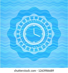 clock, time icon inside water wave concept emblem background.