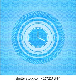 clock, time icon inside water concept badge.