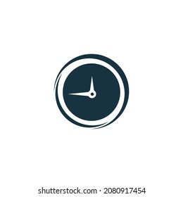 Clock time icon logo design template vector
