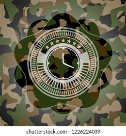 clock, time icon on camo texture
