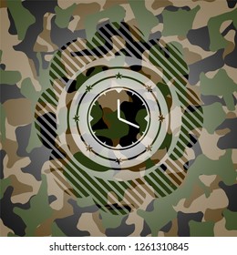 clock, time icon on camo texture