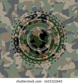 clock, time icon on camouflage pattern