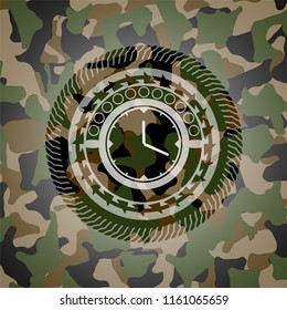 clock, time icon on camouflaged pattern