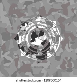 clock, time icon on grey camouflage pattern
