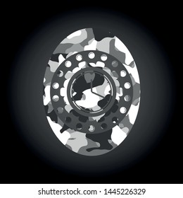 clock, time icon on grey camouflage pattern