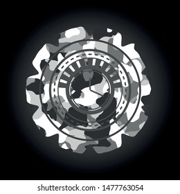 clock, time icon on grey camo texture