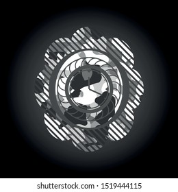 clock, time icon on grey camo pattern