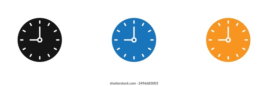 Colección de contorno de icono de tiempo de reloj o conjunto en blanco y negro