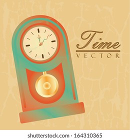 clock and time icon over pink background vector illustration 