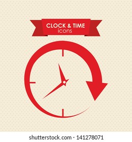clock and time icon over white background vector illustration